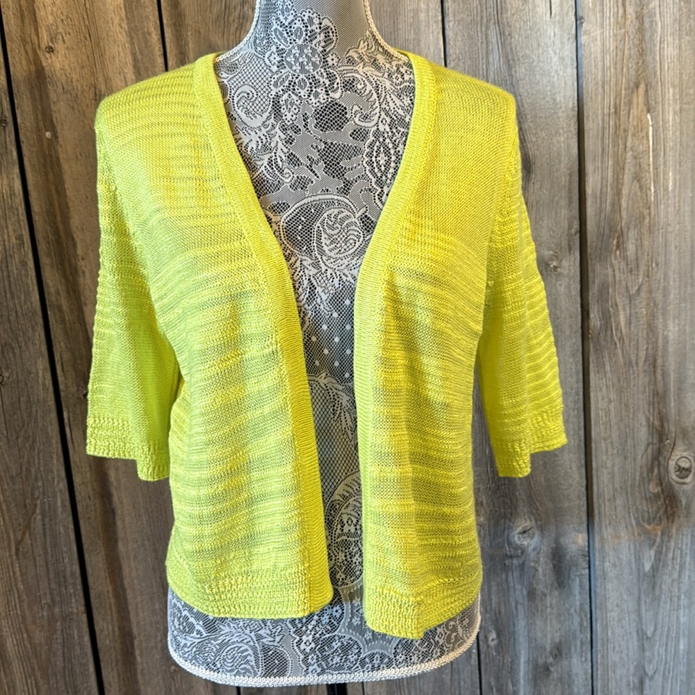Bright Yellow Open-Front Sweater - Picture 7 of 11